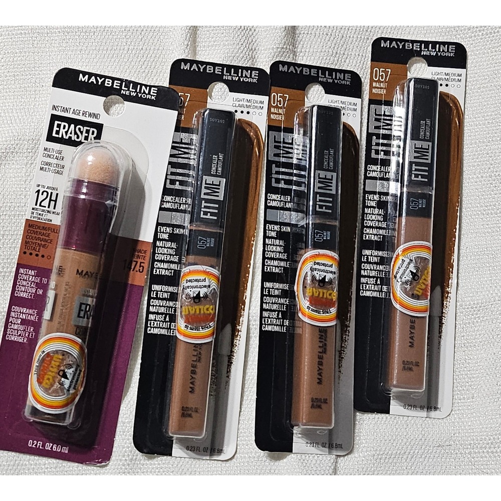 Maybelline Concealer Lot Fit Me 057 Walnut &‎ Instant Age Rewind 147.5 New 4pc